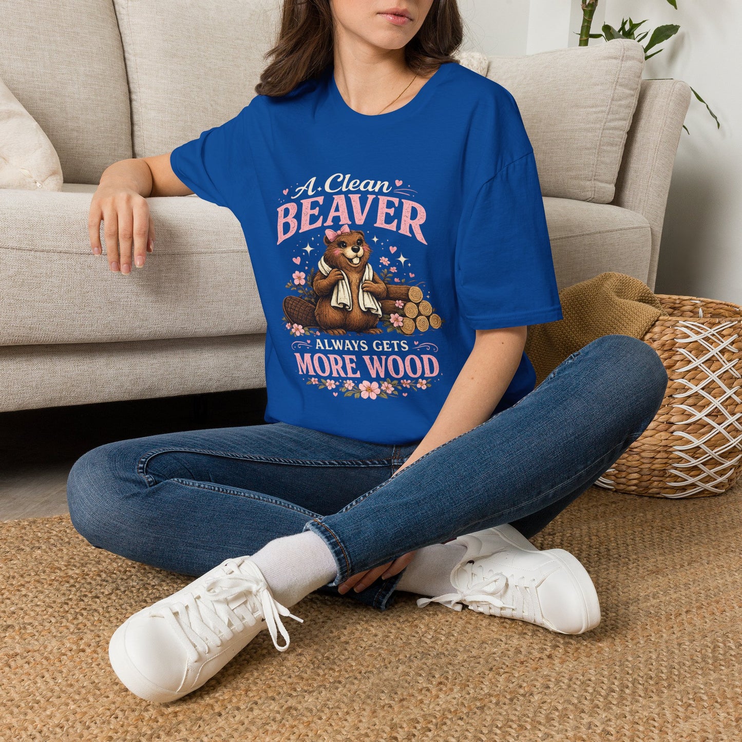 Funny Graphic T-Shirt — "A Clean Beaver Always Gets More Wood" Woodland Lumberjack Tee