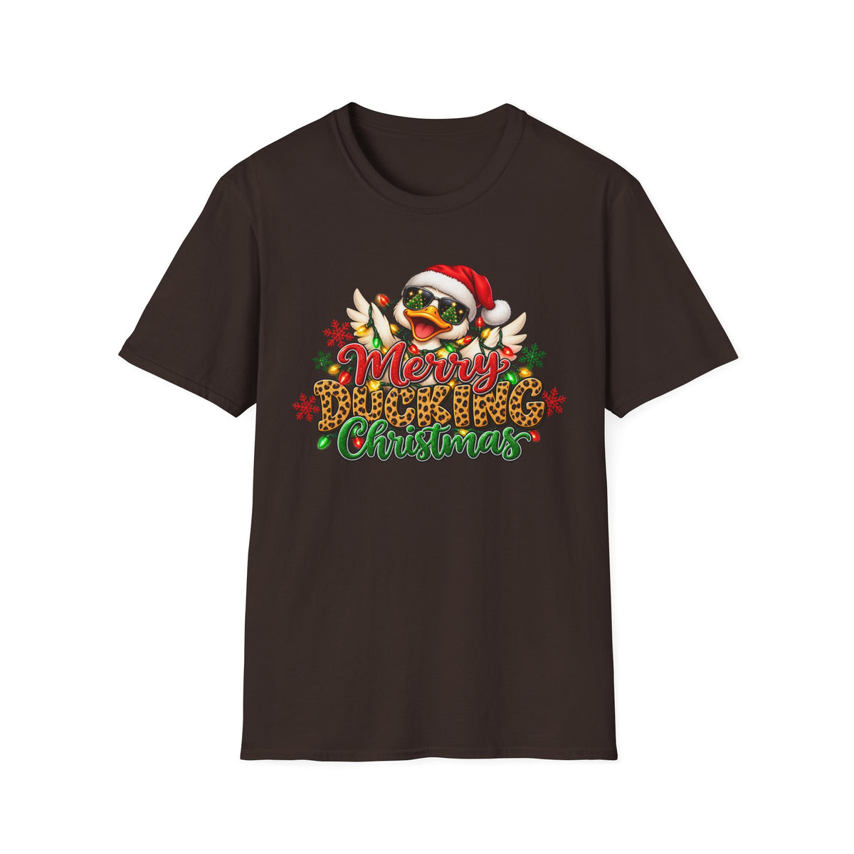 Merry Ducking Christmas T-Shirt — Santa Hat Sunglasses Holiday Tee