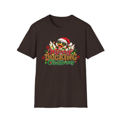 Merry Ducking Christmas T-Shirt — Santa Hat Sunglasses Holiday Tee