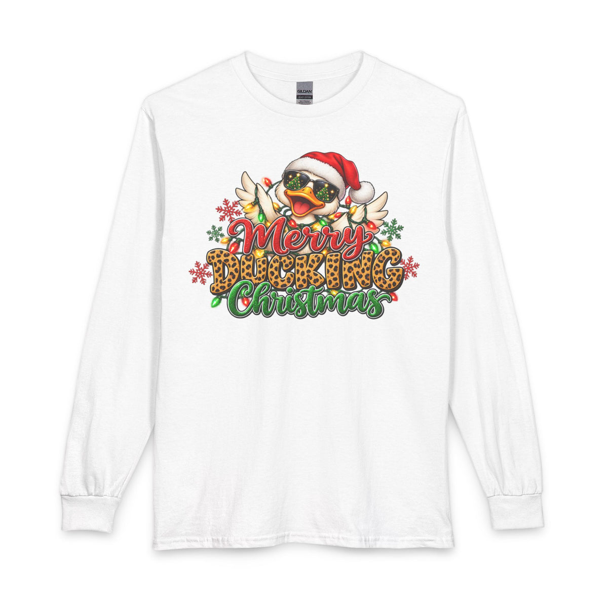 Merry Cheeky Christmas Long Sleeve Tee — Santa Duck Holiday Shirt