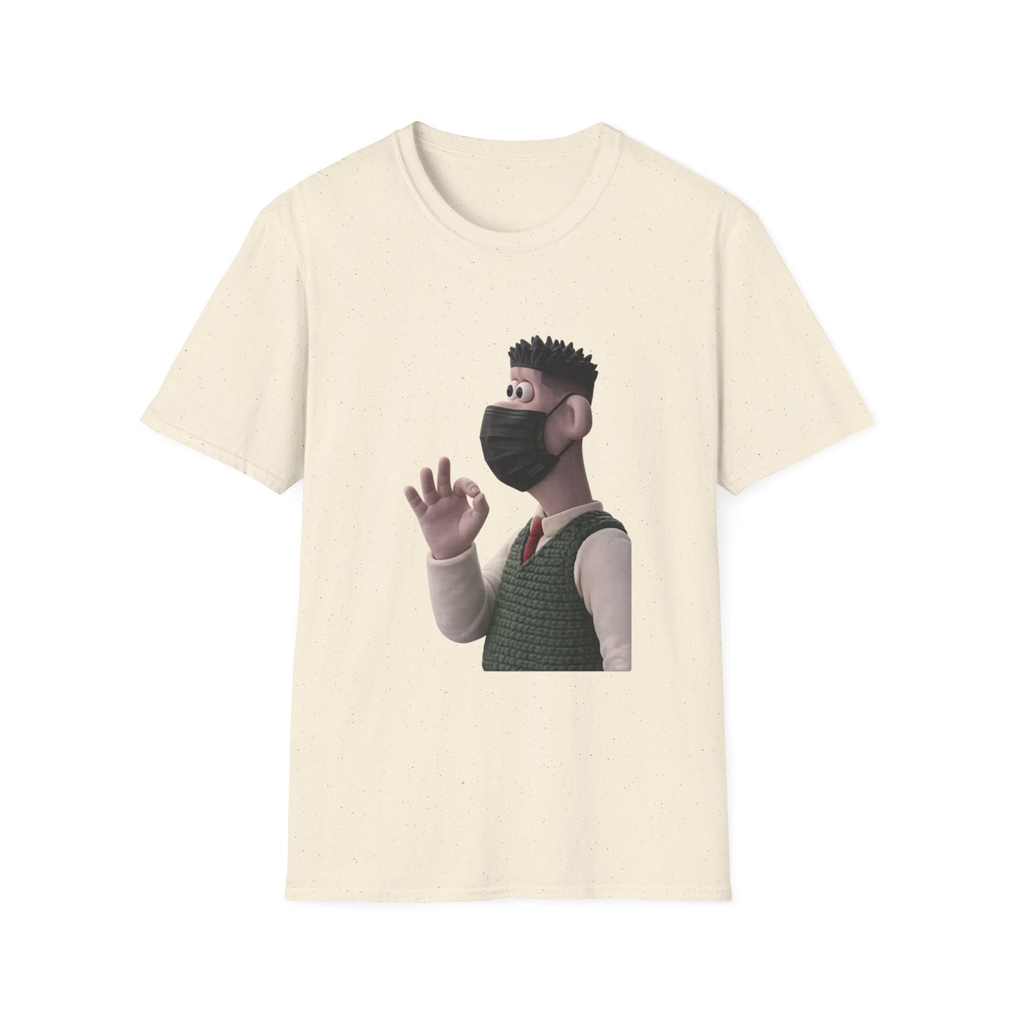 Fairs Cartoon Character T-Shirt — Cute 3D Guy Wearing Face Mask Tee