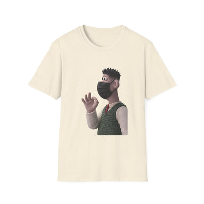 Fairs Cartoon Character T-Shirt — Cute 3D Guy Wearing Face Mask Tee