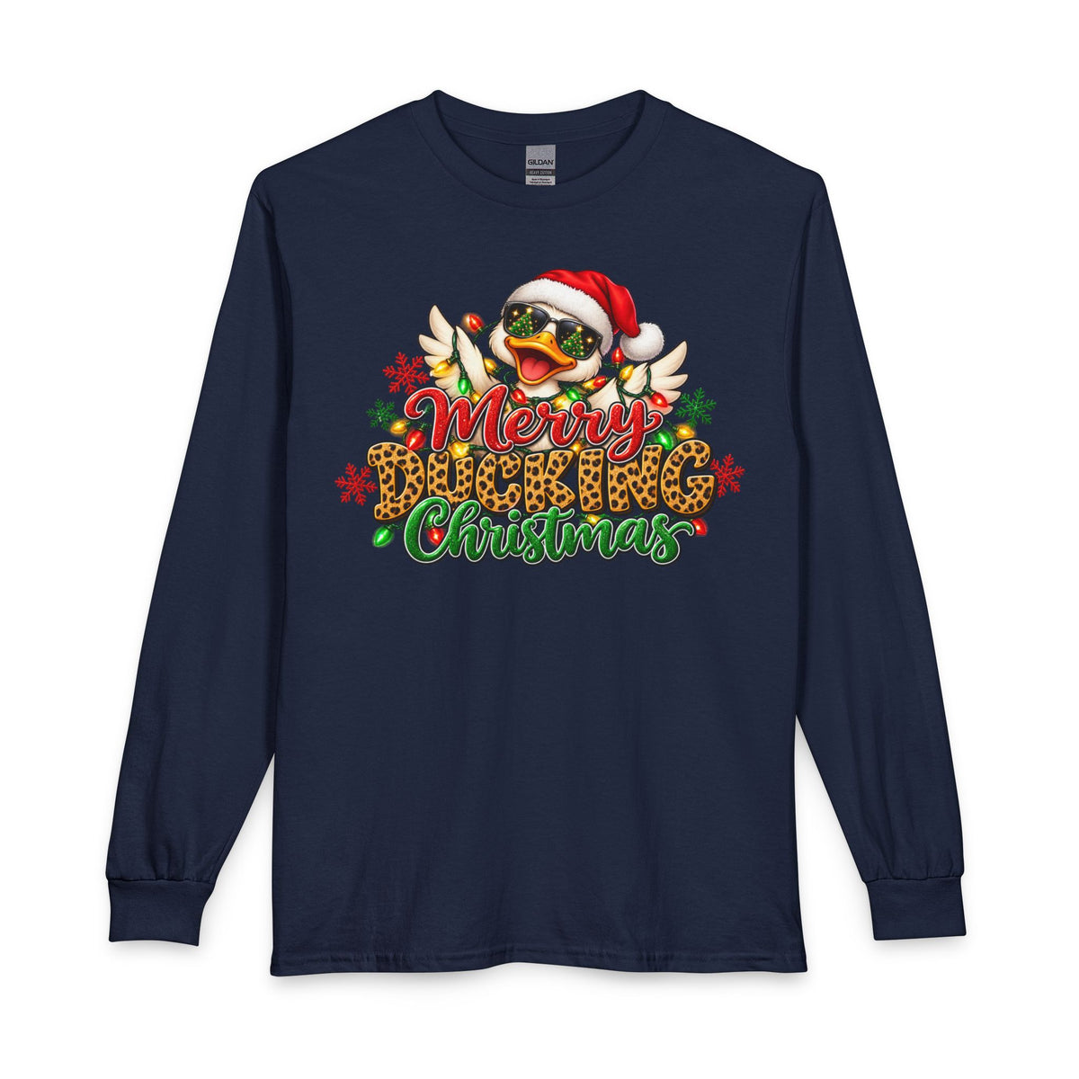Merry Cheeky Christmas Long Sleeve Tee — Santa Duck Holiday Shirt