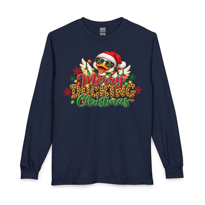 Merry Cheeky Christmas Long Sleeve Tee — Santa Duck Holiday Shirt