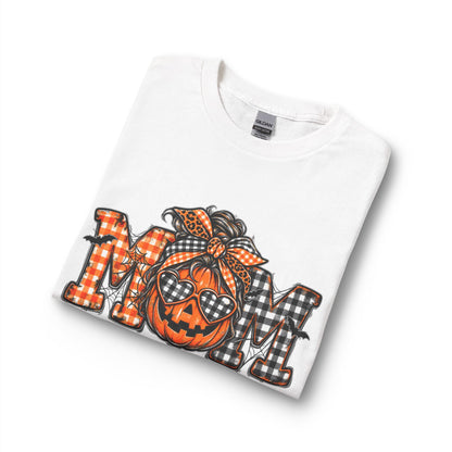 Halloween MOM Pumpkin Plaid Long Sleeve Tee