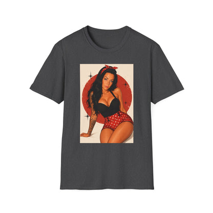 Retro Pinup T-Shirt - Vintage Red Bandana Pin-Up Girl Graphic Tee
