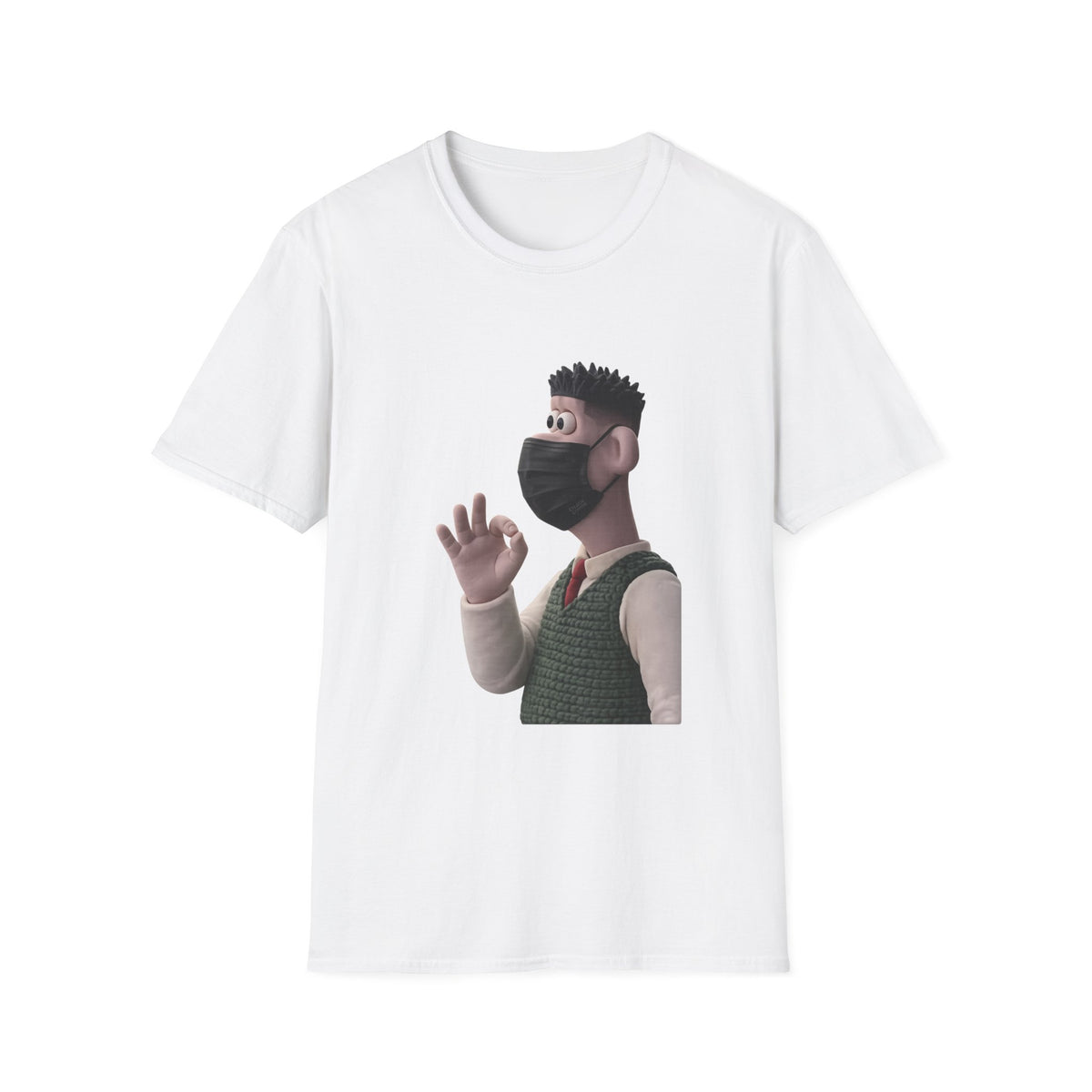 Fairs Cartoon Character T-Shirt — Cute 3D Guy Wearing Face Mask Tee