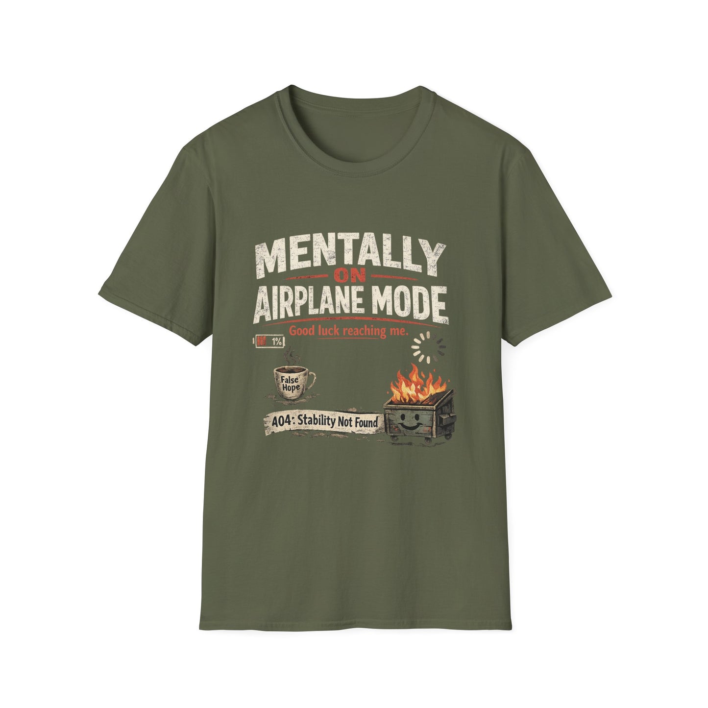 Women’s/Mens Tee: "Mentally on Airplane Mode" T-Shirt — Funny Travel/Introvert Graphic Tee