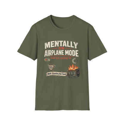 Women’s/Mens Tee: "Mentally on Airplane Mode" T-Shirt — Funny Travel/Introvert Graphic Tee