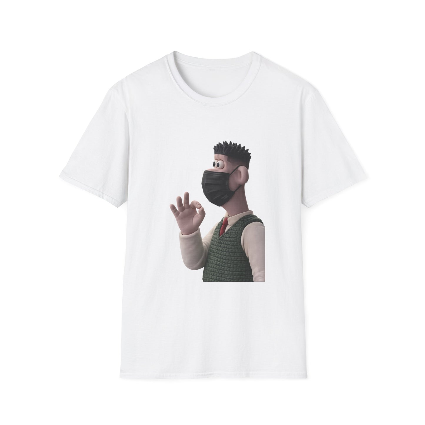 Fairs Cartoon Character T-Shirt — Cute 3D Guy Wearing Face Mask Tee