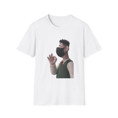 Fairs Cartoon Character T-Shirt — Cute 3D Guy Wearing Face Mask Tee