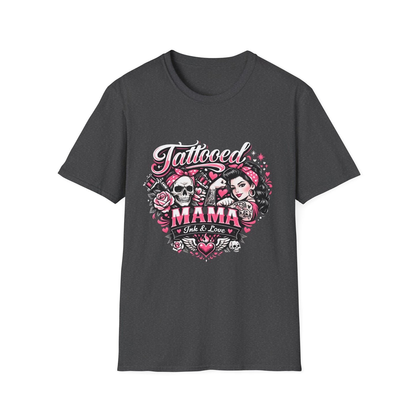 Tattooed Mama T-Shirt — Retro Rockabilly Skull & Rose Design