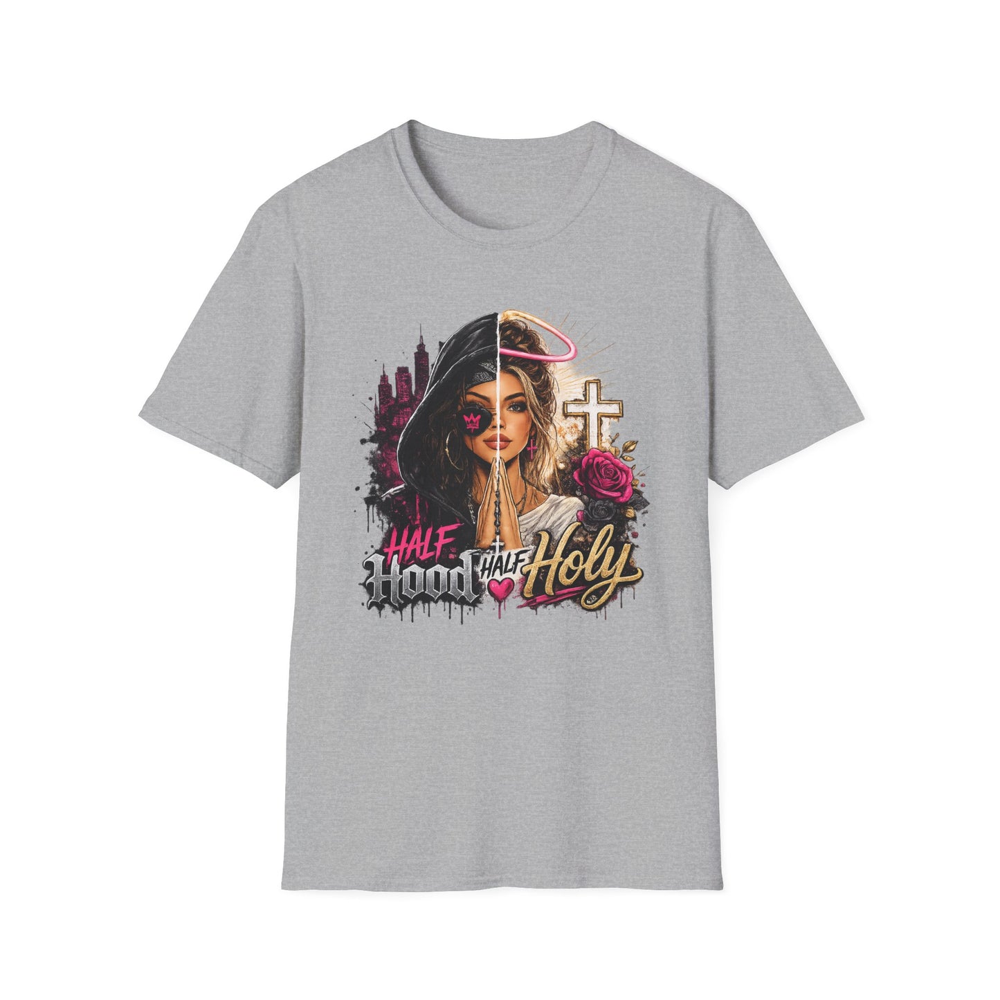 Half Bad Half Holy T-Shirt — Dual-Face Angel & Rebel Graphic Tee