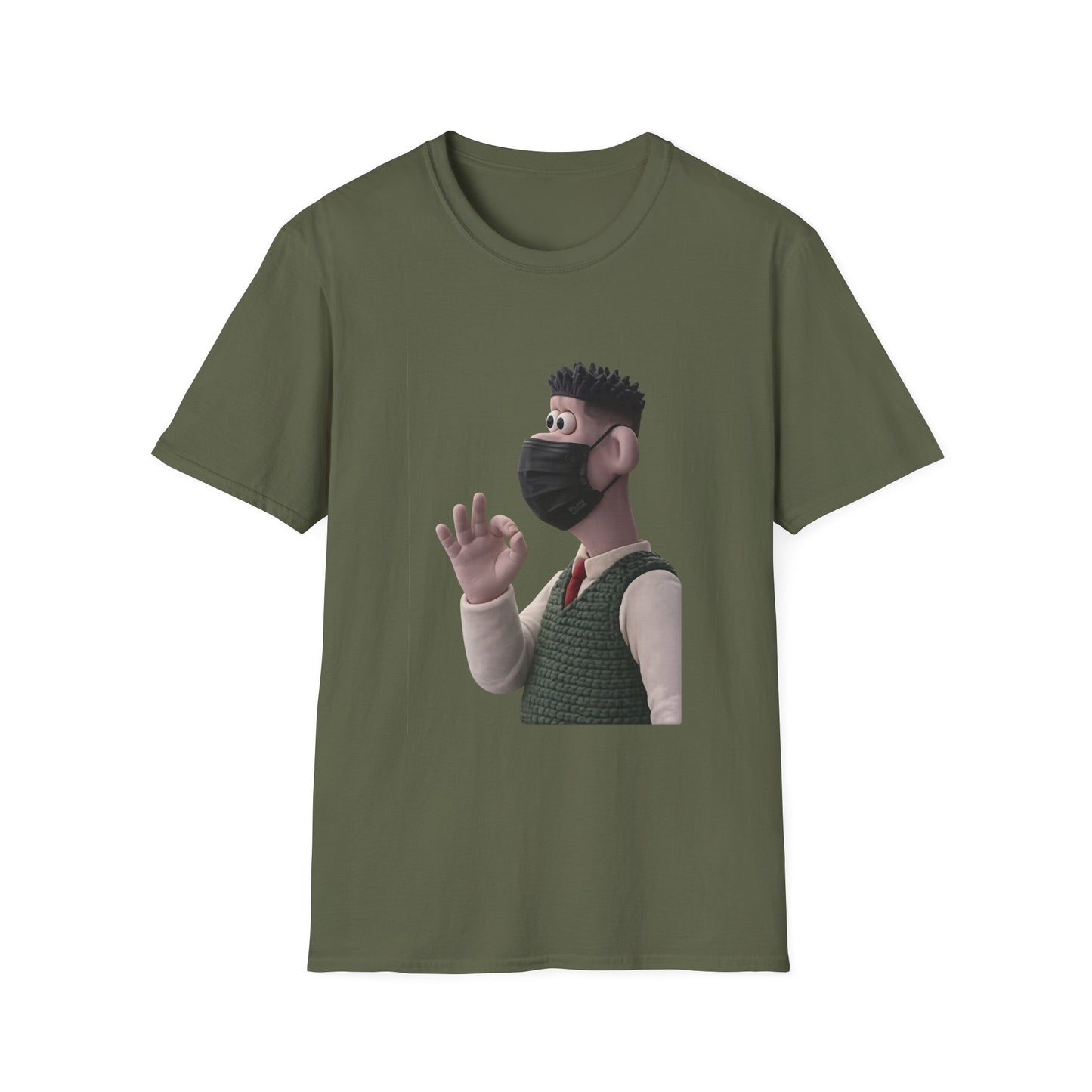 Fairs Cartoon Character T-Shirt — Cute 3D Guy Wearing Face Mask Tee