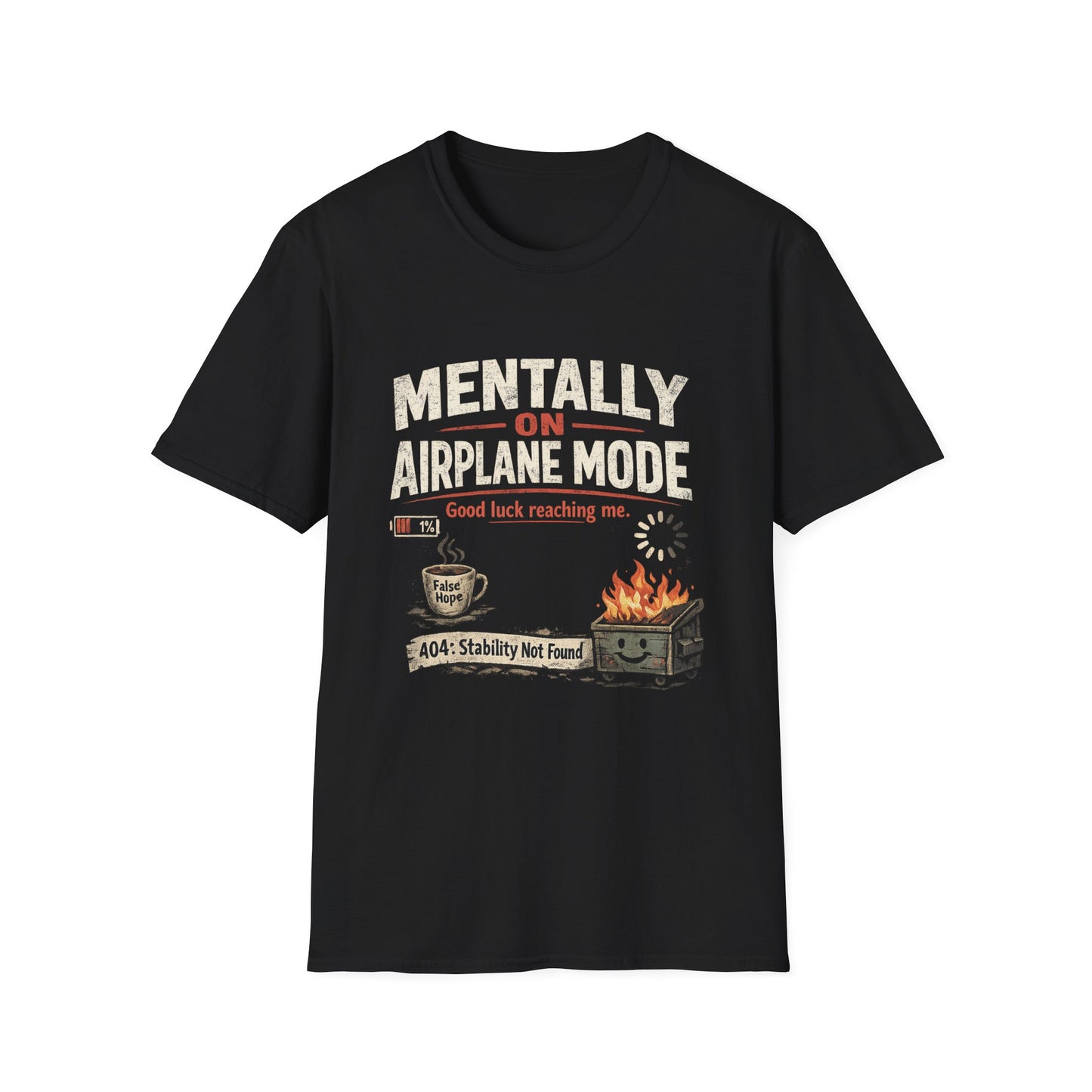Women’s/Mens Tee: "Mentally on Airplane Mode" T-Shirt — Funny Travel/Introvert Graphic Tee
