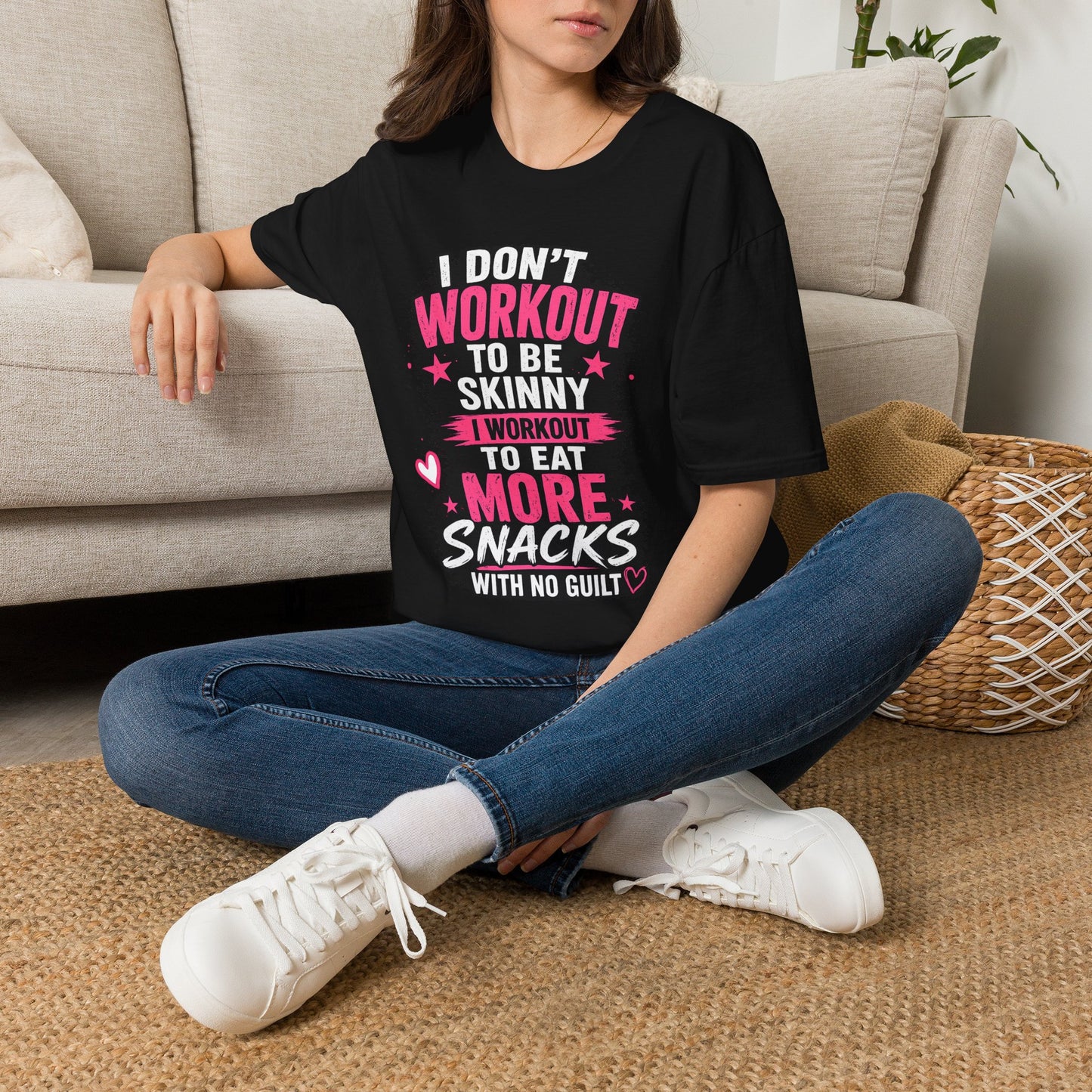 Workout & Snacks T-Shirt — “I Don’t Workout to Be Skinny” Funny Fitness Tee
