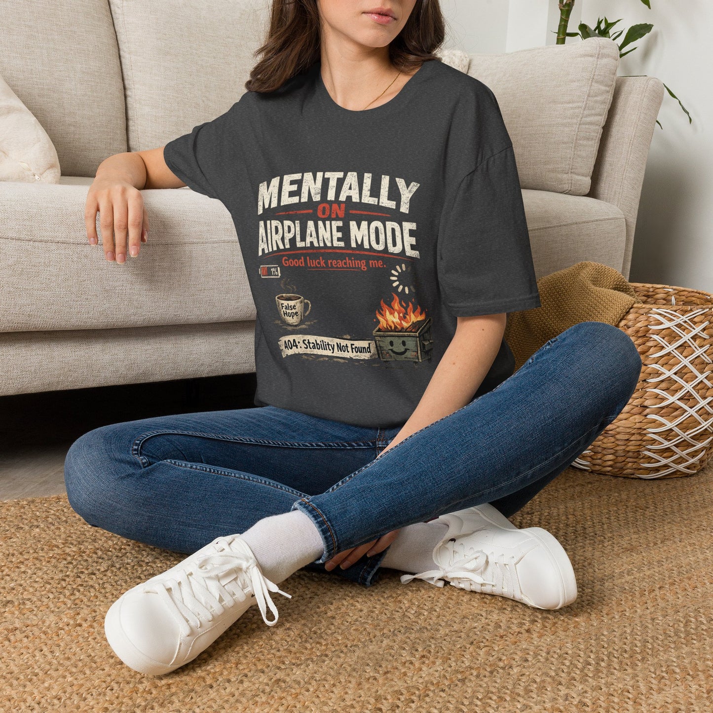 Women’s/Mens Tee: "Mentally on Airplane Mode" T-Shirt — Funny Travel/Introvert Graphic Tee
