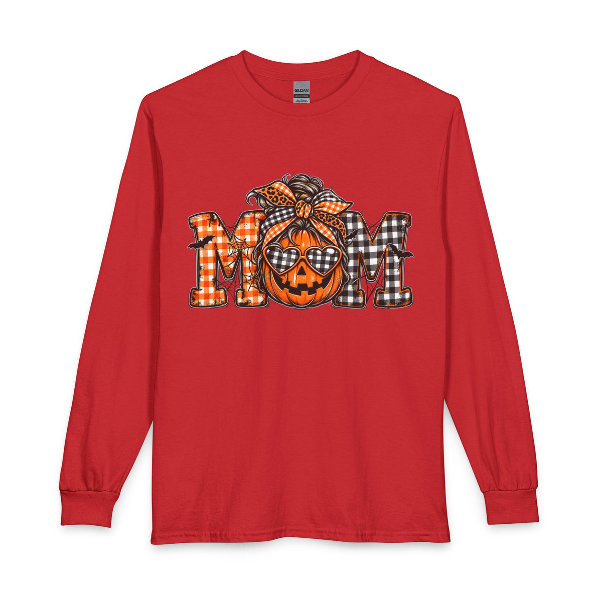 Halloween MOM Pumpkin Plaid Long Sleeve Tee