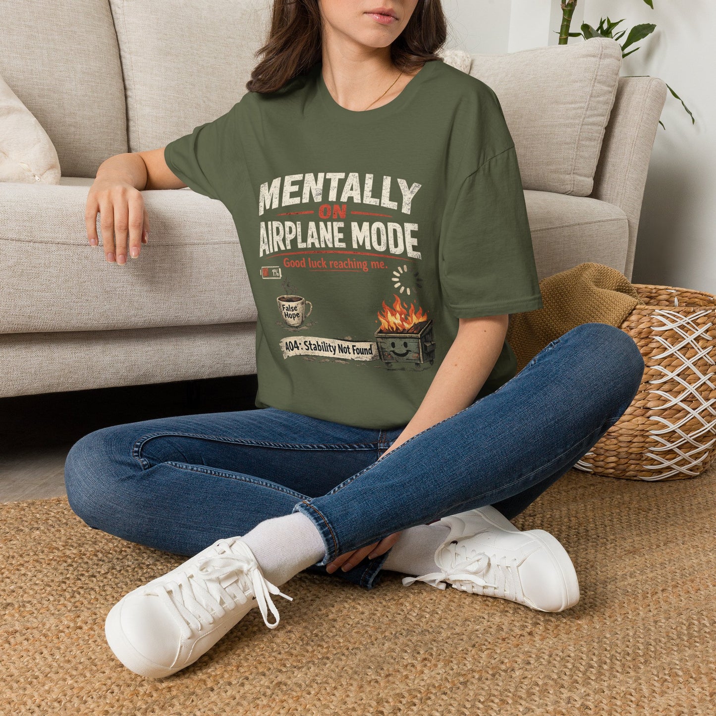 Women’s/Mens Tee: "Mentally on Airplane Mode" T-Shirt — Funny Travel/Introvert Graphic Tee