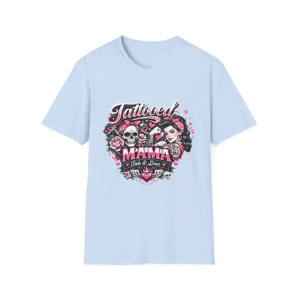 Tattooed Mama T-Shirt — Retro Rockabilly Skull & Rose Design