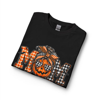 Halloween MOM Pumpkin Plaid Long Sleeve Tee
