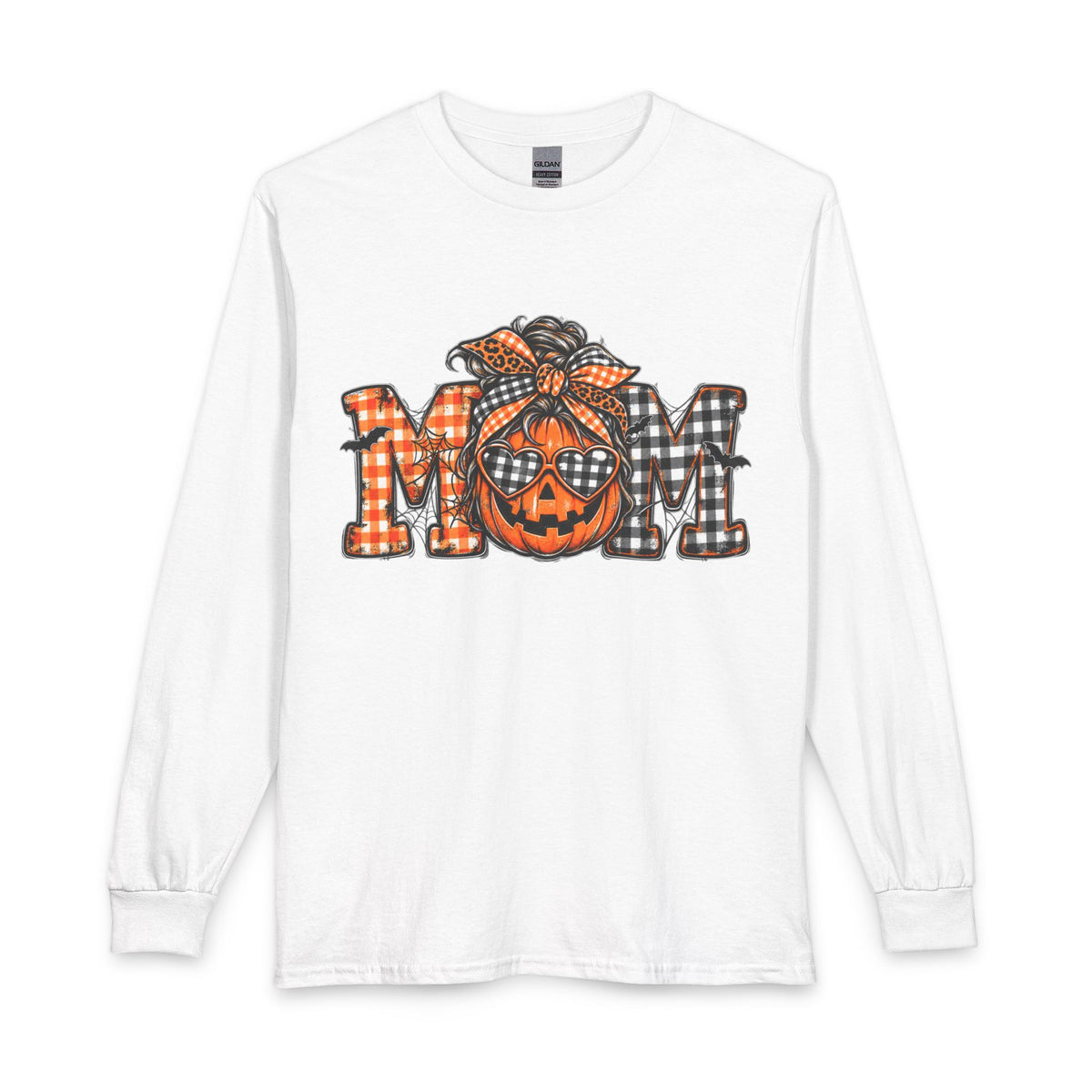 Halloween MOM Pumpkin Plaid Long Sleeve Tee