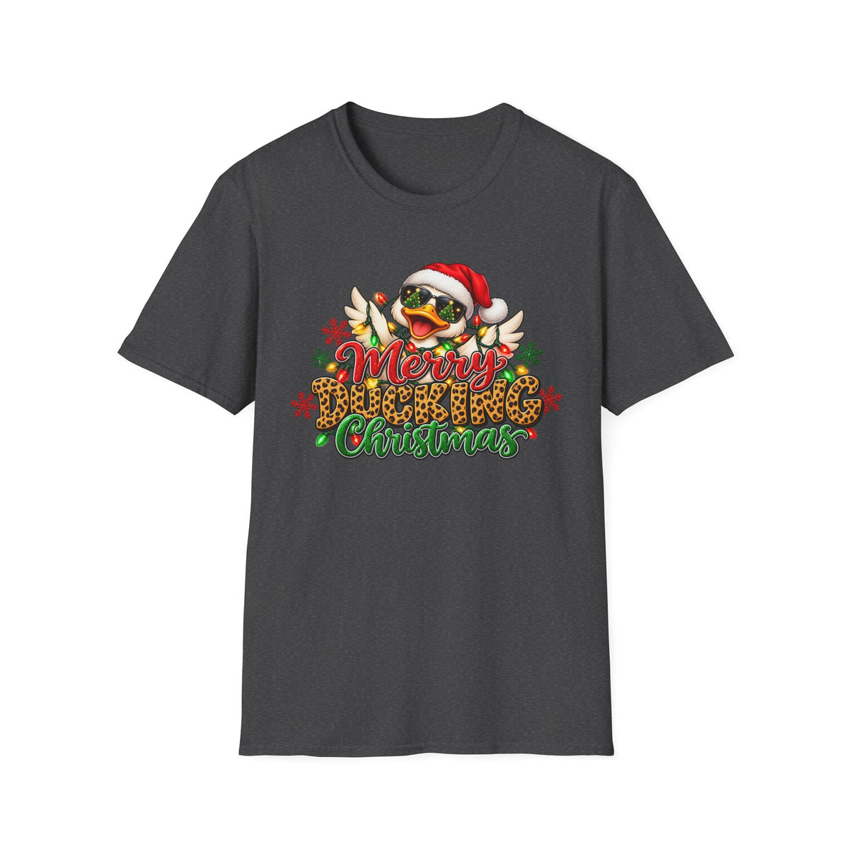 Merry Ducking Christmas T-Shirt — Santa Hat Sunglasses Holiday Tee