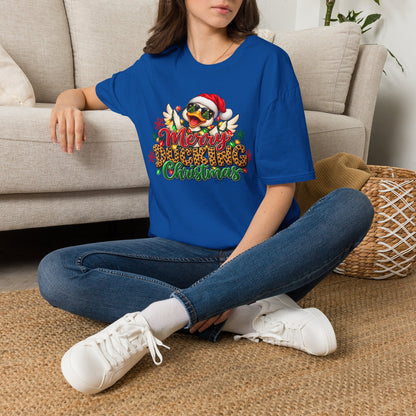 Merry Ducking Christmas T-Shirt — Santa Hat Sunglasses Holiday Tee