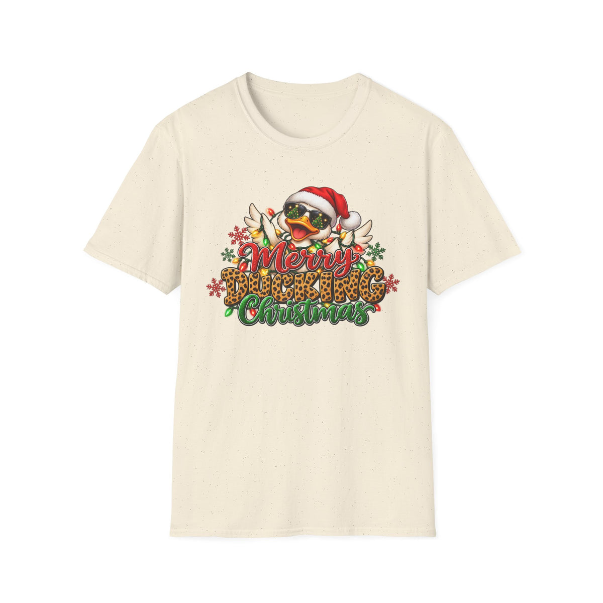 Merry Ducking Christmas T-Shirt — Santa Hat Sunglasses Holiday Tee