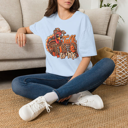 Talk Turkey to Me T-Shirt — Funny Thanksgiving Turkey Graphic Tee