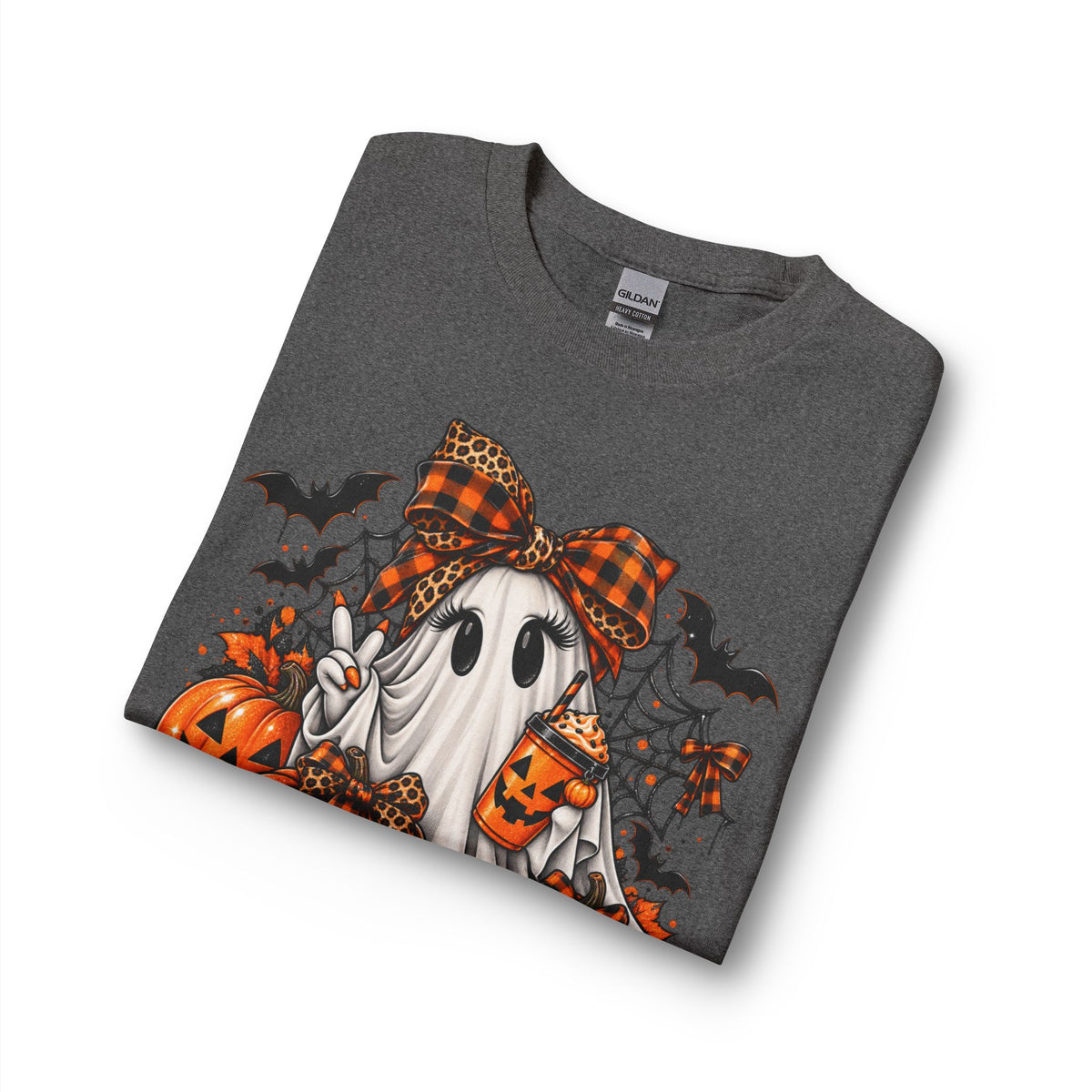 Halloween Ghost with Pumpkins Long Sleeve Tee