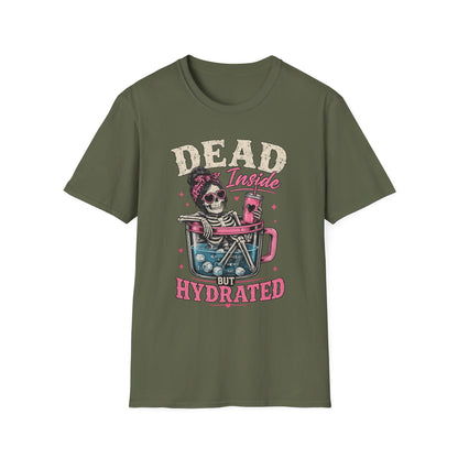 Dead Inside But Hydrated T-Shirt — Funny Skull Skeleton Graphic Tee
