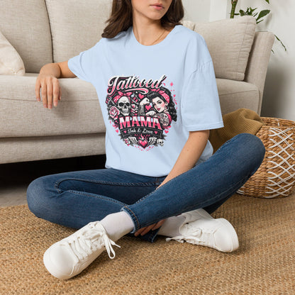 Tattooed Mama T-Shirt — Retro Rockabilly Skull & Rose Design