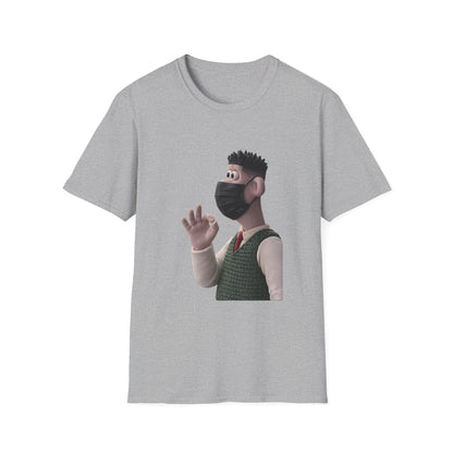 Fairs Cartoon Character T-Shirt — Cute 3D Guy Wearing Face Mask Tee