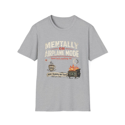 Women’s/Mens Tee: "Mentally on Airplane Mode" T-Shirt — Funny Travel/Introvert Graphic Tee