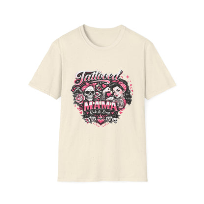 Tattooed Mama T-Shirt — Retro Rockabilly Skull & Rose Design