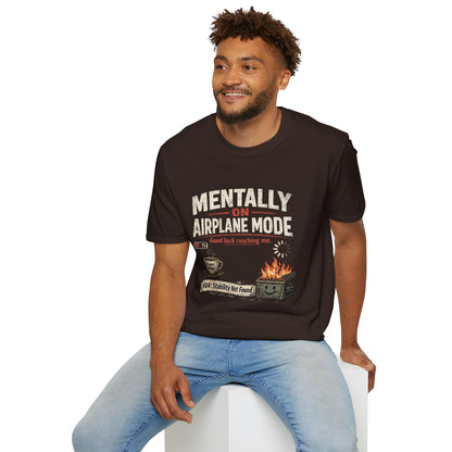 Women’s/Mens Tee: "Mentally on Airplane Mode" T-Shirt — Funny Travel/Introvert Graphic Tee