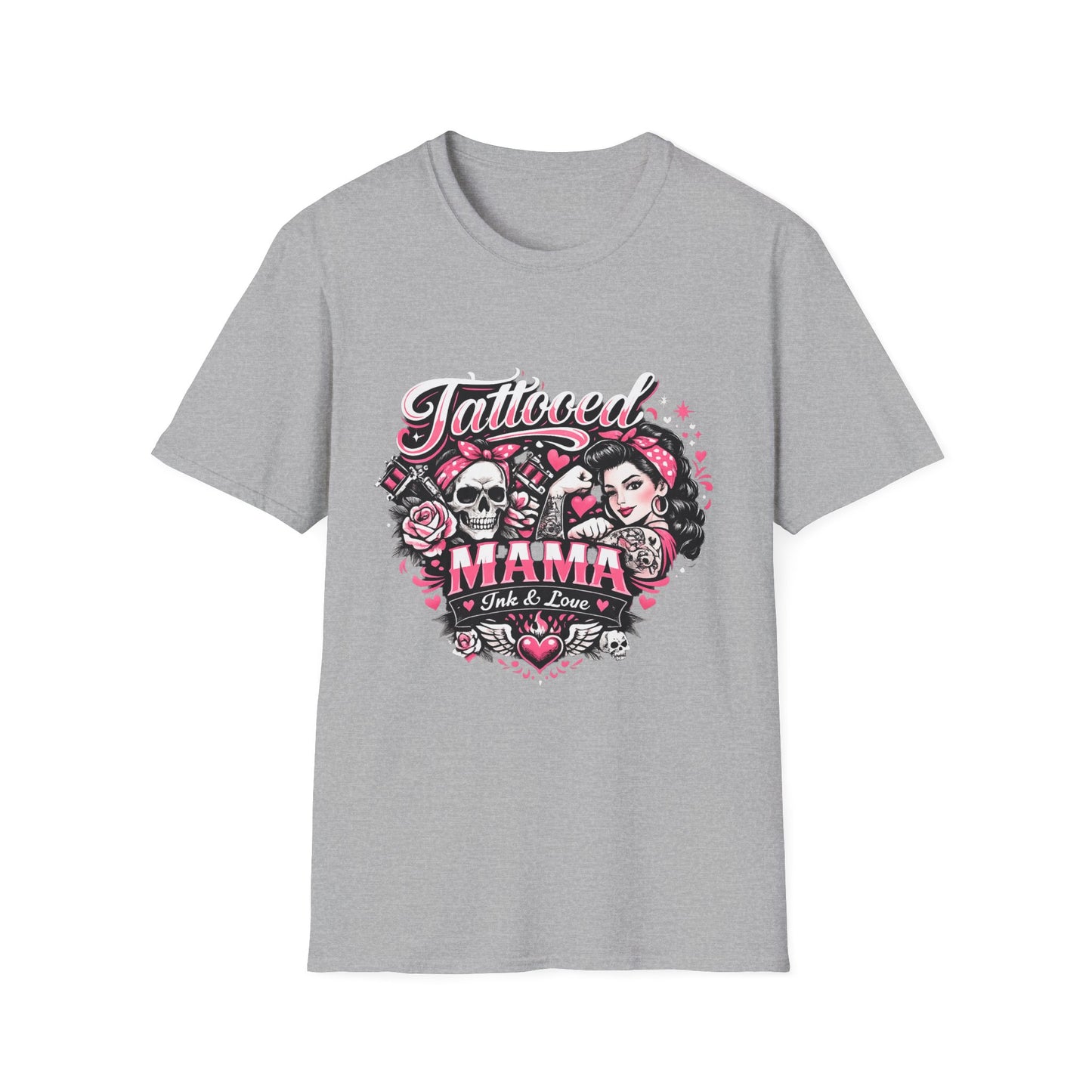 Tattooed Mama T-Shirt — Retro Rockabilly Skull & Rose Design