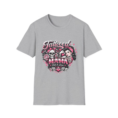 Tattooed Mama T-Shirt — Retro Rockabilly Skull & Rose Design