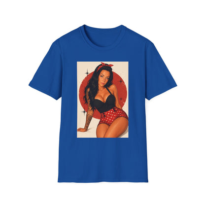Retro Pinup T-Shirt - Vintage Red Bandana Pin-Up Girl Graphic Tee