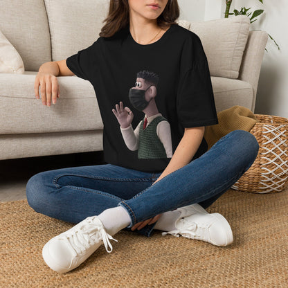 Fairs Cartoon Character T-Shirt — Cute 3D Guy Wearing Face Mask Tee