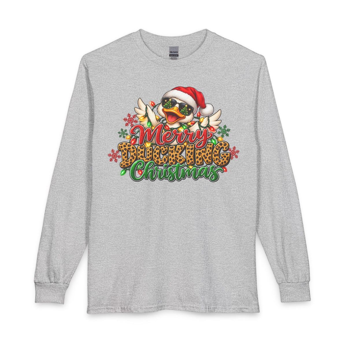 Merry Cheeky Christmas Long Sleeve Tee — Santa Duck Holiday Shirt