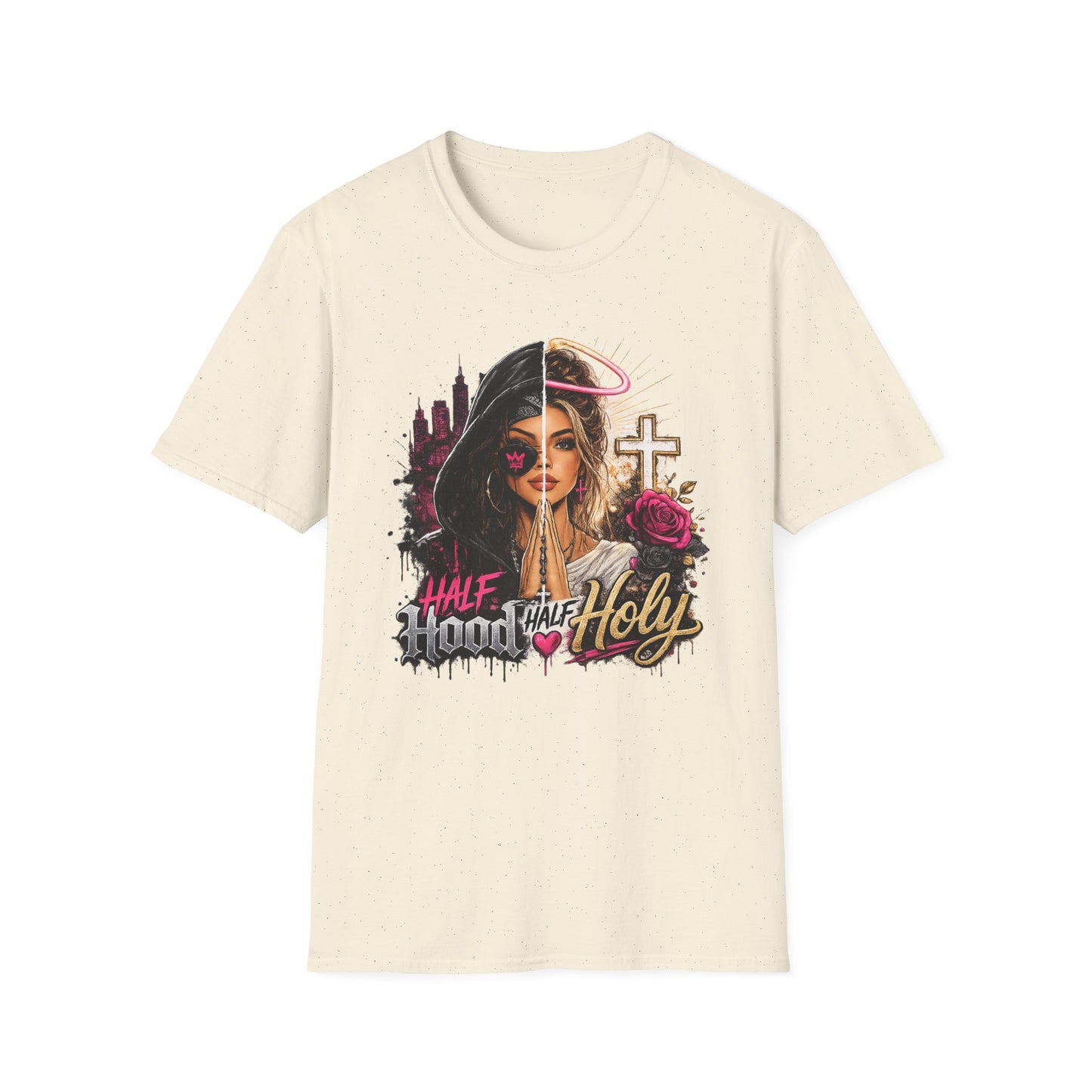 Half Bad Half Holy T-Shirt — Dual-Face Angel & Rebel Graphic Tee