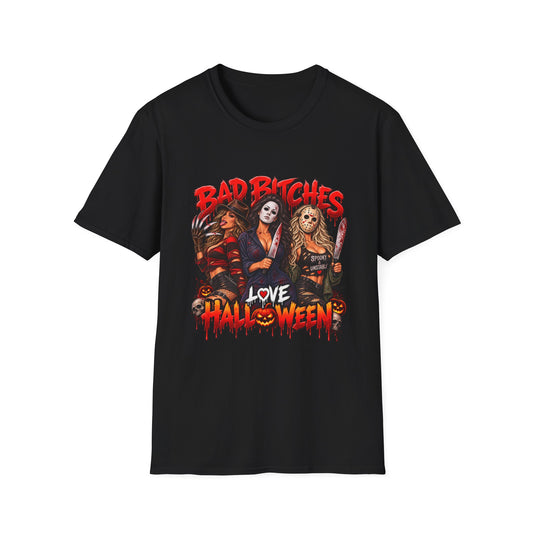 Bad Bitches Love Halloween T-Shirt — Horror Villain Women Graphic Tee