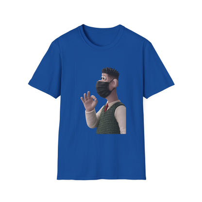 Fairs Cartoon Character T-Shirt — Cute 3D Guy Wearing Face Mask Tee