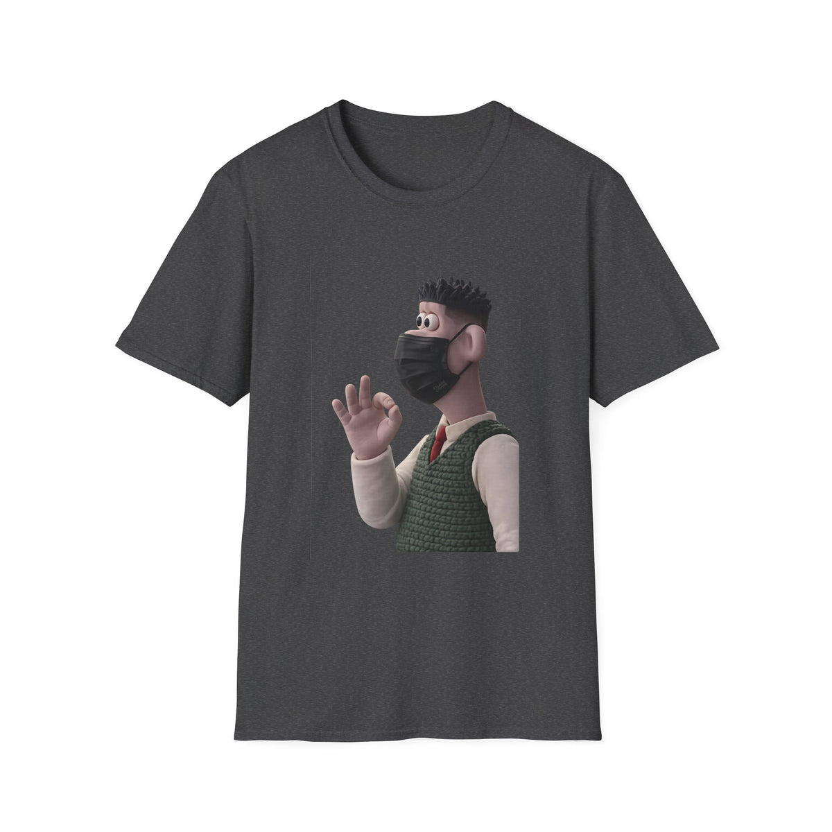 Fairs Cartoon Character T-Shirt — Cute 3D Guy Wearing Face Mask Tee