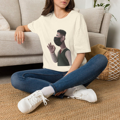 Fairs Cartoon Character T-Shirt — Cute 3D Guy Wearing Face Mask Tee