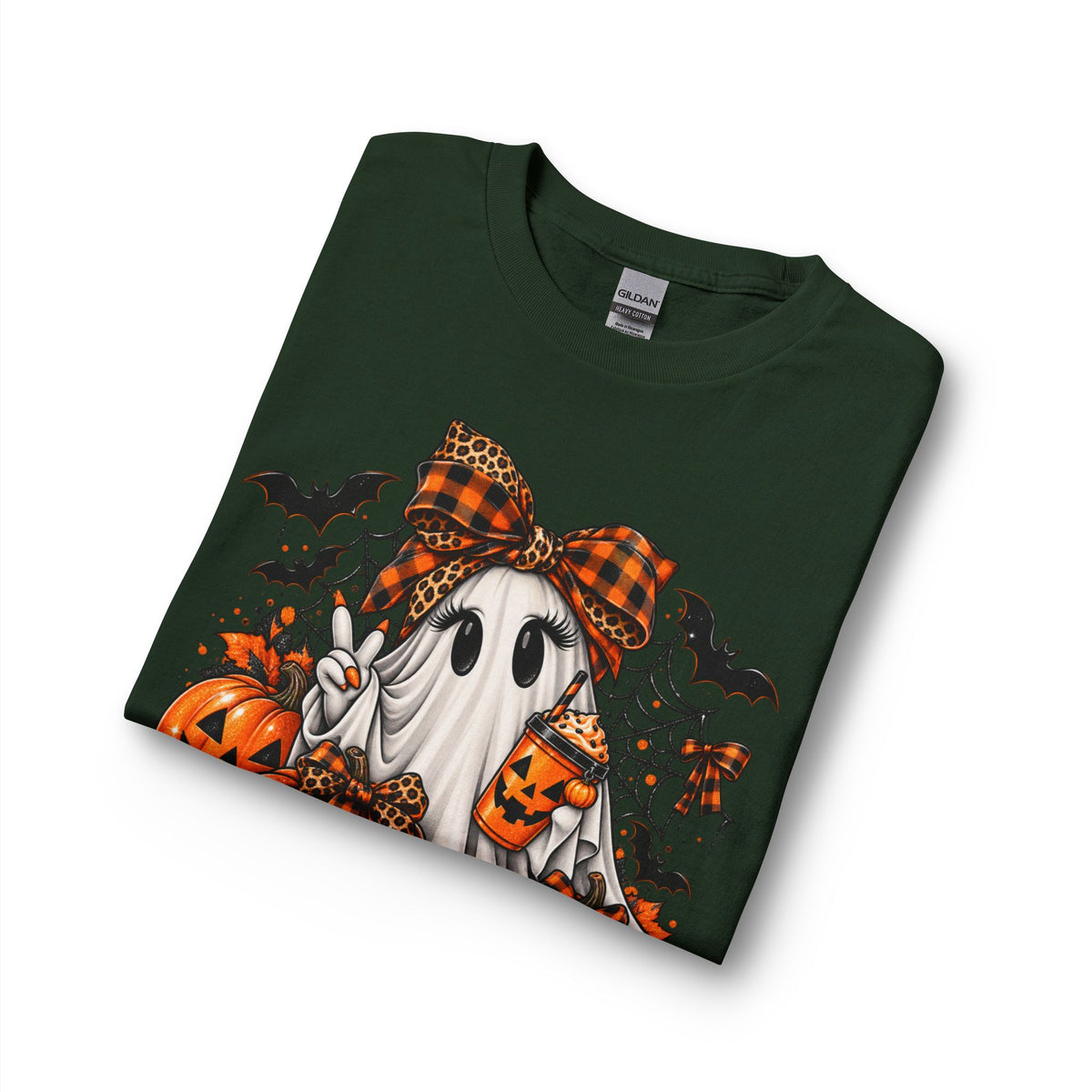 Halloween Ghost with Pumpkins Long Sleeve Tee