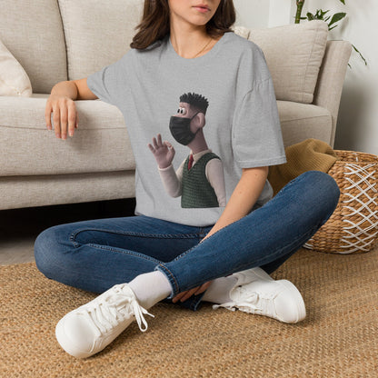 Fairs Cartoon Character T-Shirt — Cute 3D Guy Wearing Face Mask Tee