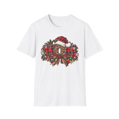 Christmas Mom T-Shirt – Holiday Plaid Santa Hat Café Design